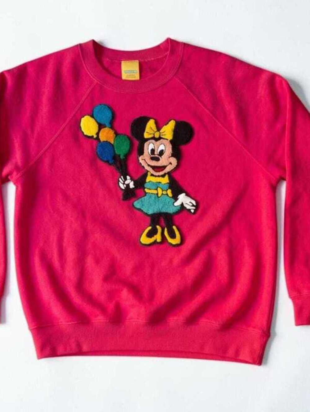 Chenille Minnie Tee Fuchsia Oversized Balloons Top 90s Y2K Disney Sweatshirt